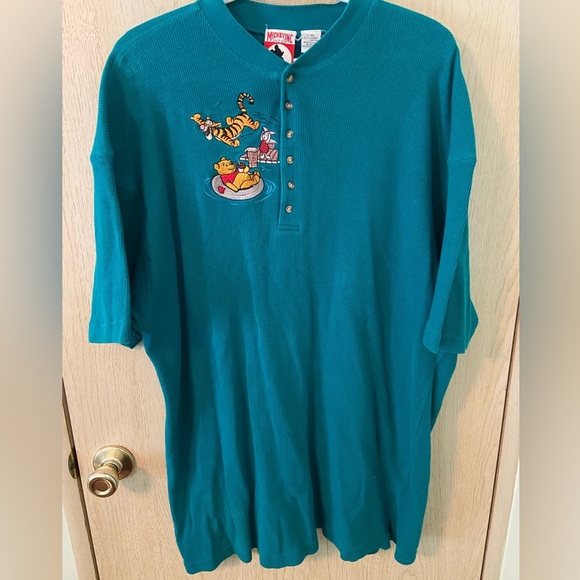 Vintage Disney Winnie the Pooh Tigger 90s Embroidered Henley Style Shirt Size XL - Picture 1 of 12